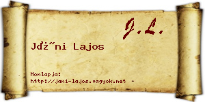 Jáni Lajos névjegykártya
