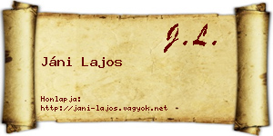 Jáni Lajos névjegykártya